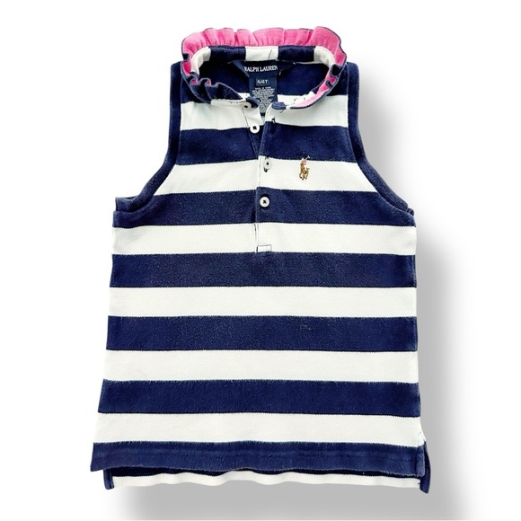 Ralph Lauren | Ruffle Collar Sleeveless Polo (4T) 💙🤍🩷 - Picture 1 of 6